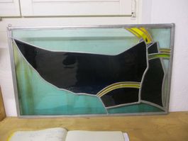 Glas-Kunst Wappenscheibe vitre blason signiert "F87" Kunst