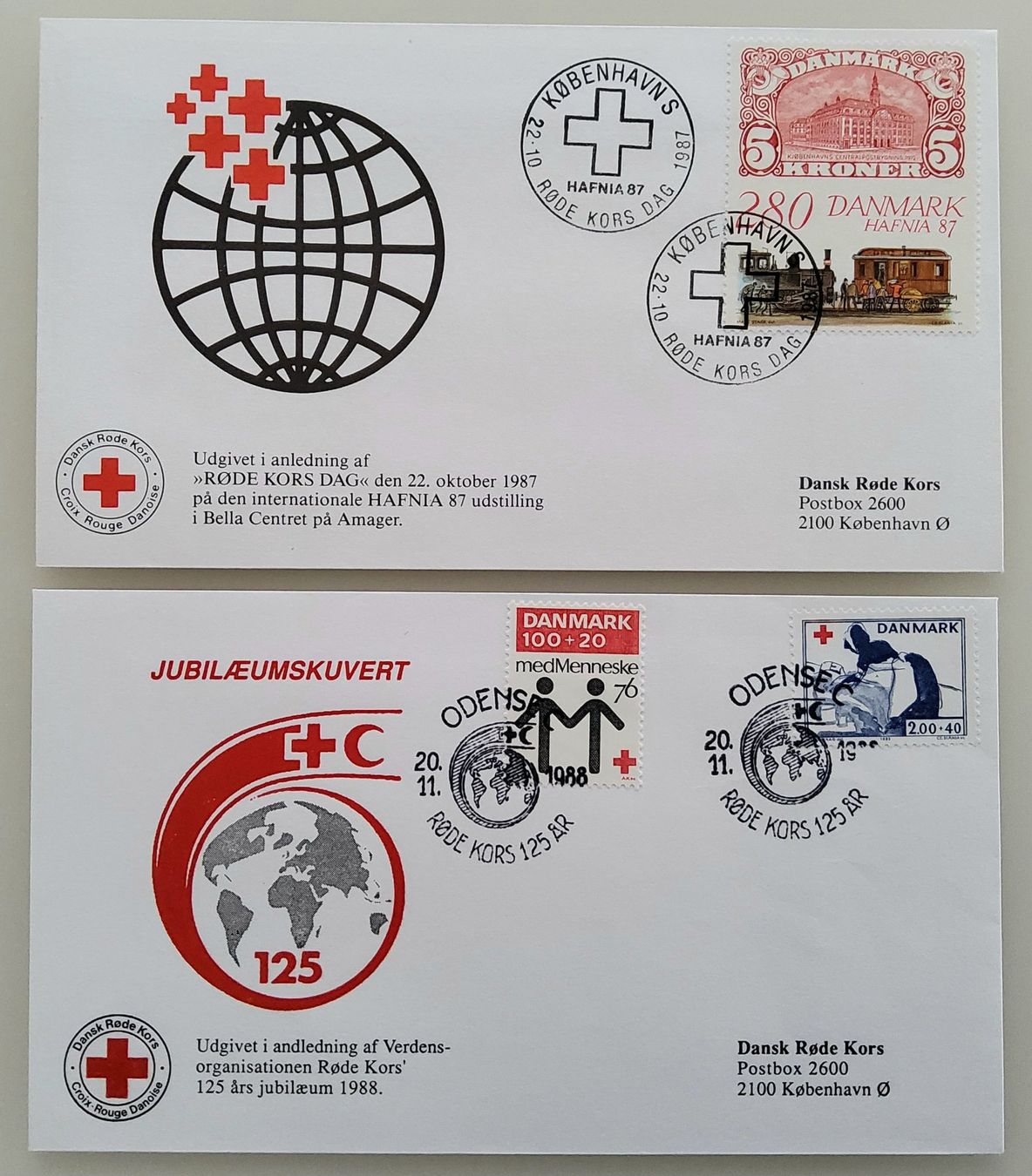 Tutti i francobolli: Dänemark Rotes Kreuz 1987/88, 2xFDC – Usato da Buchrain venduto da mue_kru