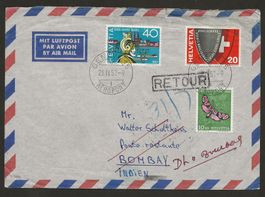 Flugpost Schweiz 1957 Zürich Bombay Swissair Katalog 400.-