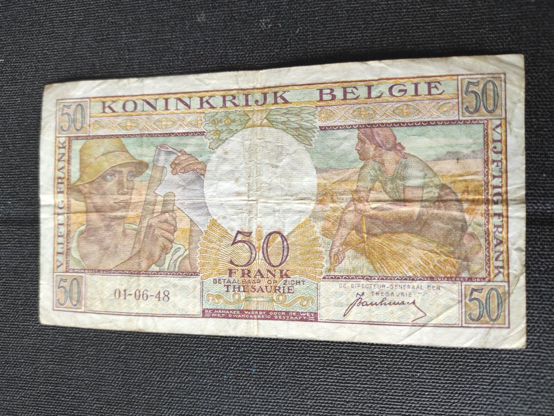 Banconote: 50 francs Belgique 1948 – Usato da Couvet venduto da lulul 1