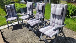 4 Gartenstühle mit Polsterung und Auflagen, Aluminium, 4 Stk