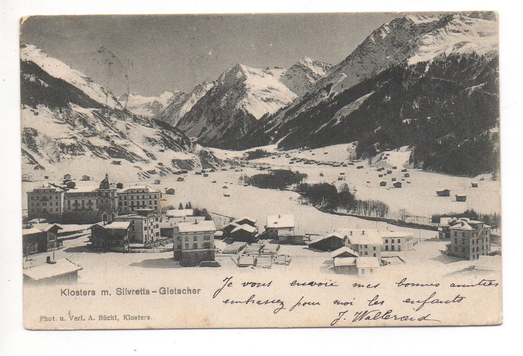 Cartoline postali: KLOSTERS m. Silvretta-Gletscher – Usato da Jona venduto da philajona