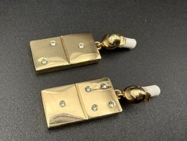 Domino-Ohrringe, Goldfarbe Vintage