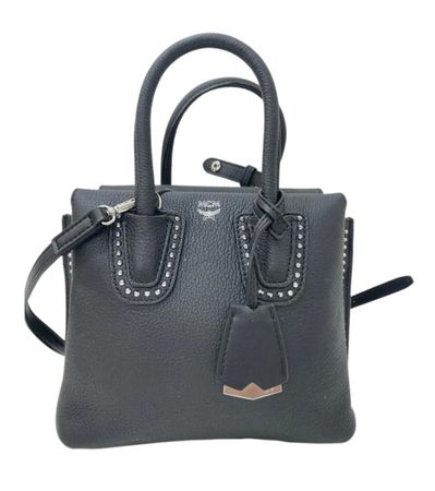 MCM Milla Mini Noir Cuir Grainé & Clous Argentés Bandoulière
