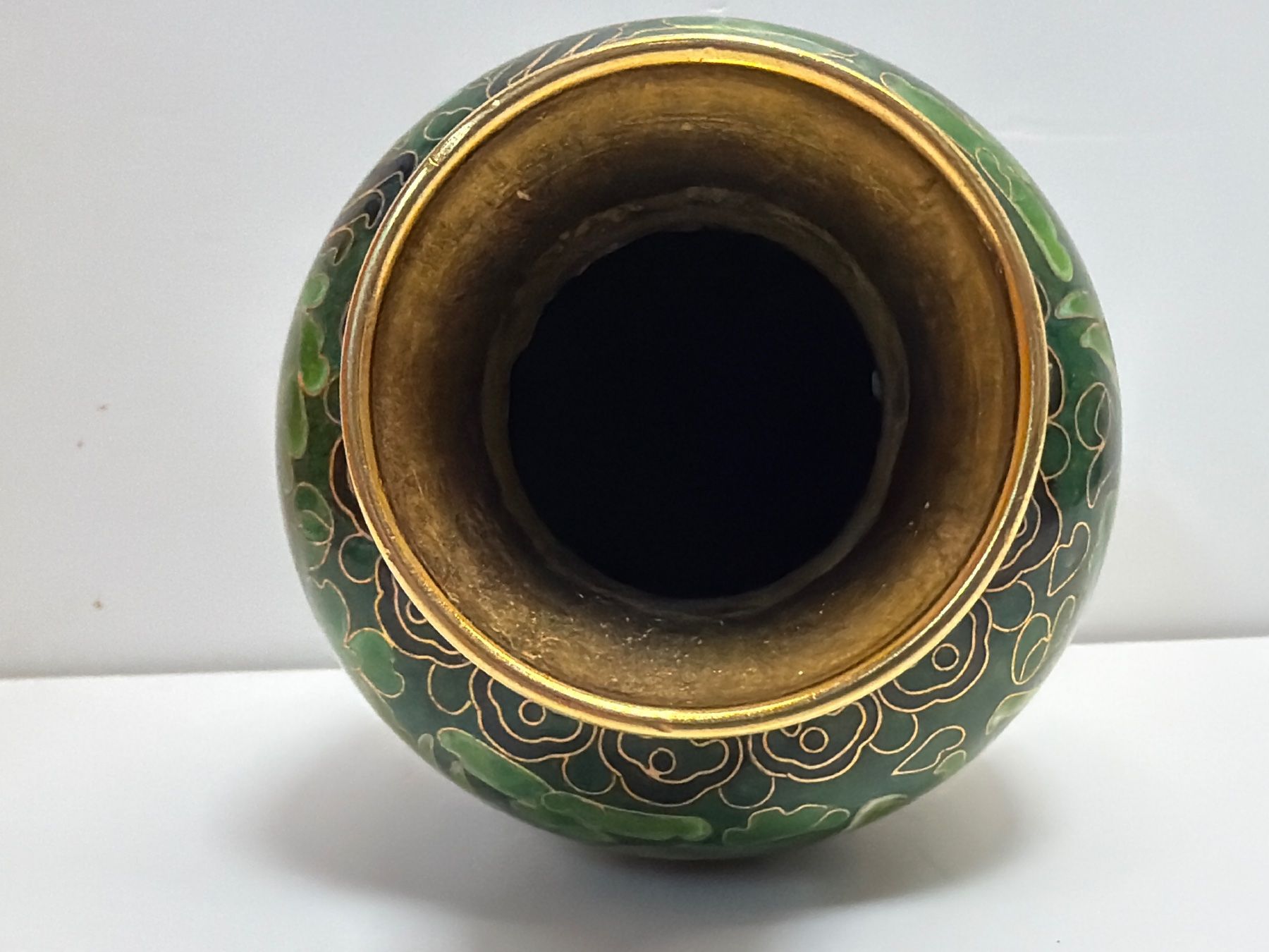 Vasen & Gefässe: VASE CLOISONNE ZWEI GRÜNE DRACHEN – Gebraucht aus Matzingen von exklusives 8