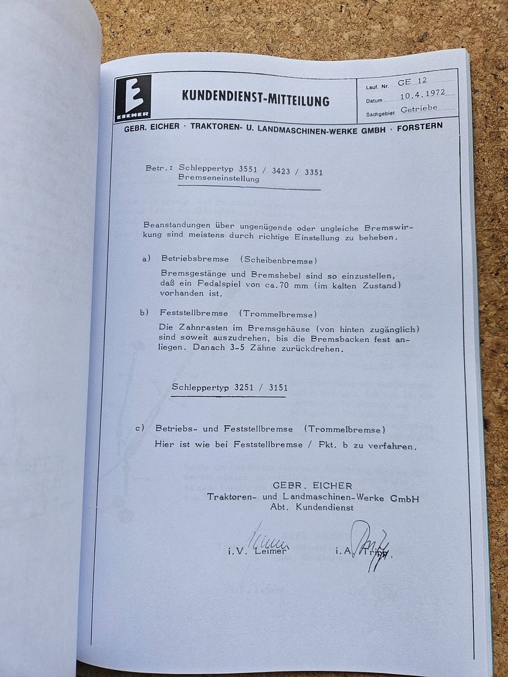 Libri: Eicher Traktor Kundendienst Briefe – Usato da Hohentannen venduto da Spez88 2