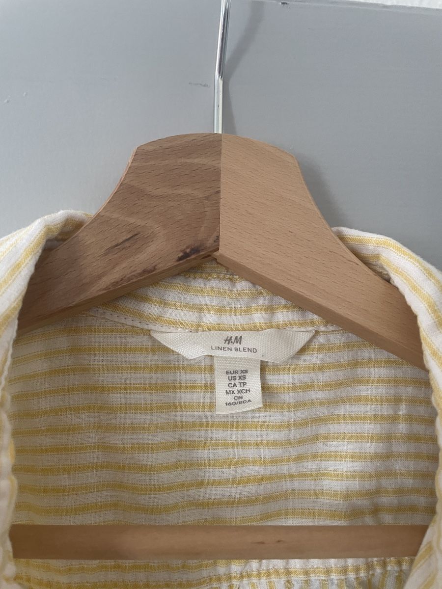 H&M Camicette: H&M gestreiftes Hemd gelb / weiss Leinen – Nuovo (secondo la descrizione) da Zürich venduto da M500ZH 1