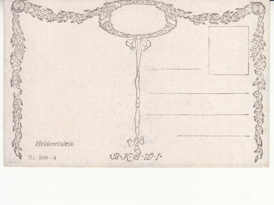 Cartoline postali: Kitschkarte Heidenröslein, ca. 1920 – Usato da Bürglen TG venduto da StampGraf 1