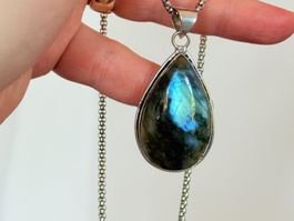 Superbe pendentif Labradorite & chaîne