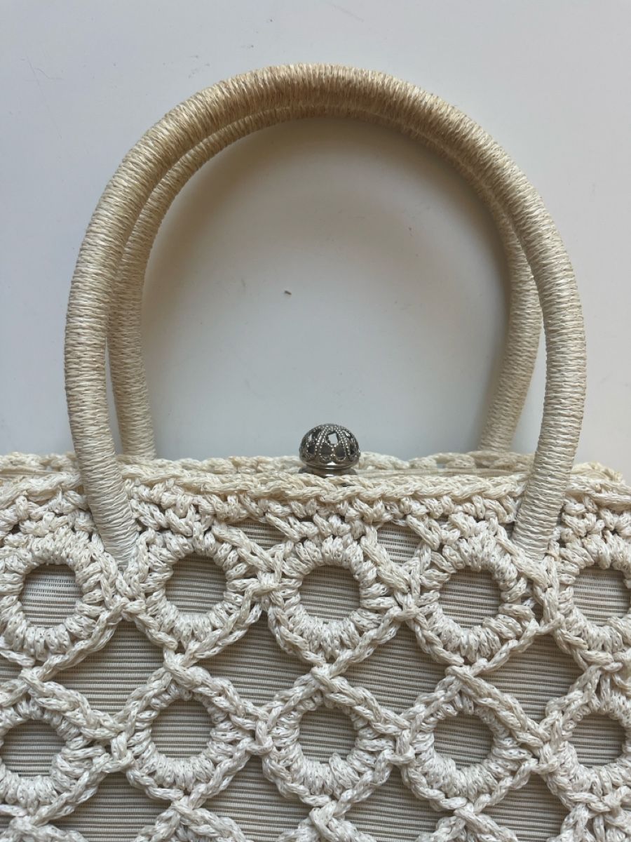 Borse da donna: Vintage Weiße Makramee-Handtasche – Usato da Riva San Vitale venduto da V.IP 1