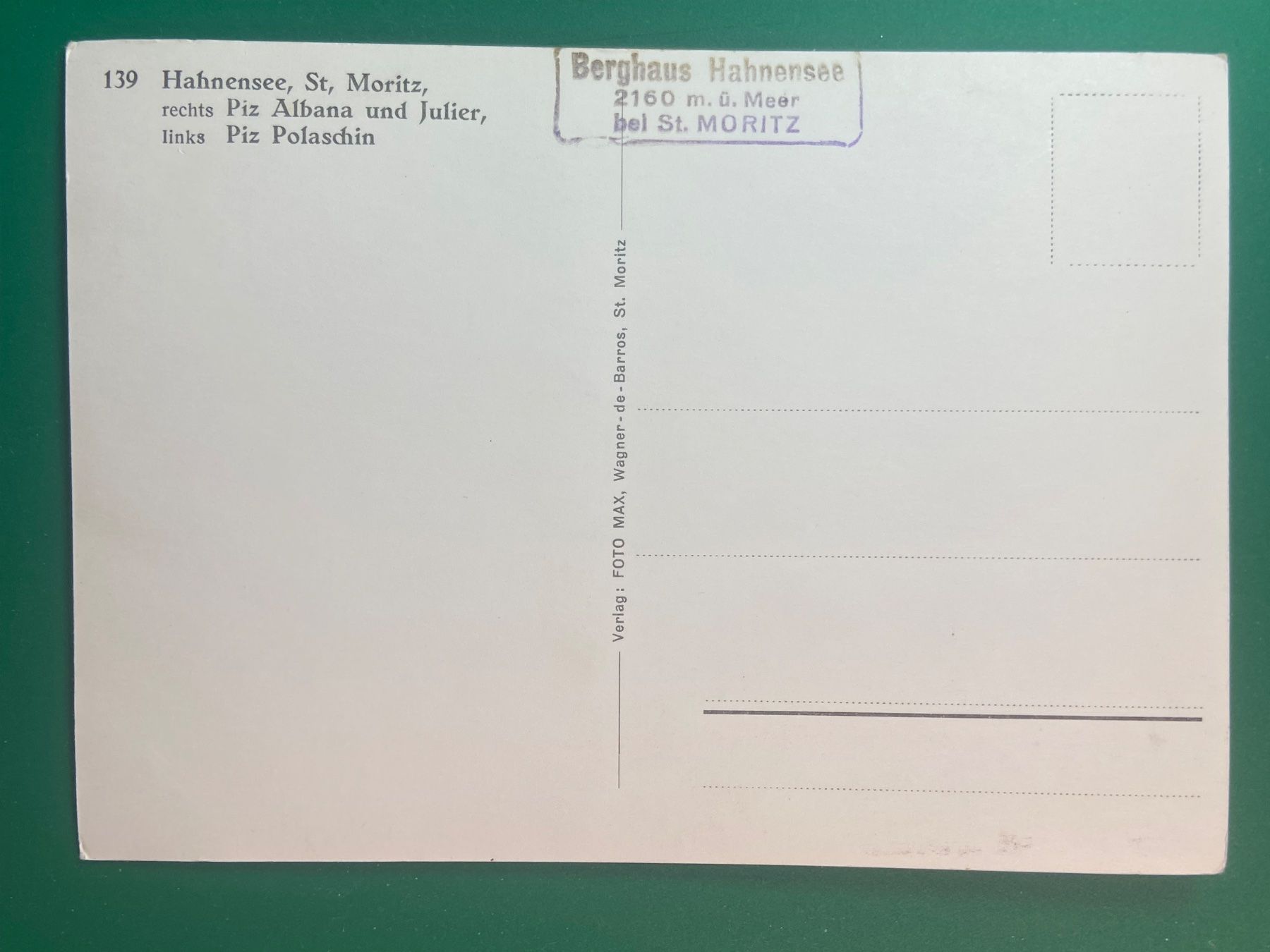 Cartoline postali: Hahnensee, St. Moritz – Usato da Steg VS venduto da danwer74 1
