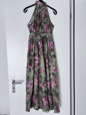Neckholder Maxikleid Geblümt Grün XS