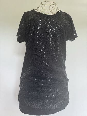 Hugo Boss Pailletten T-Shirt Kleid Schwarz Grösse M