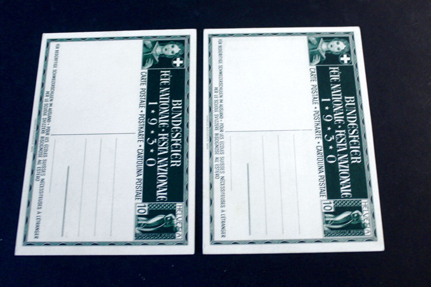 Ansichtskarten: 2x BUNDESFEIER - POSTKARTE, 1930. Ungelaufen – Gebraucht aus Bern von Vitaneuf 1