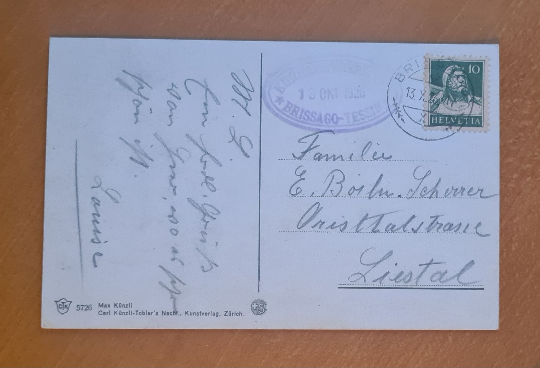 Cartoline postali: Brissago 1926, nach Liestal – Usato da Ebikon venduto da Donar50 1