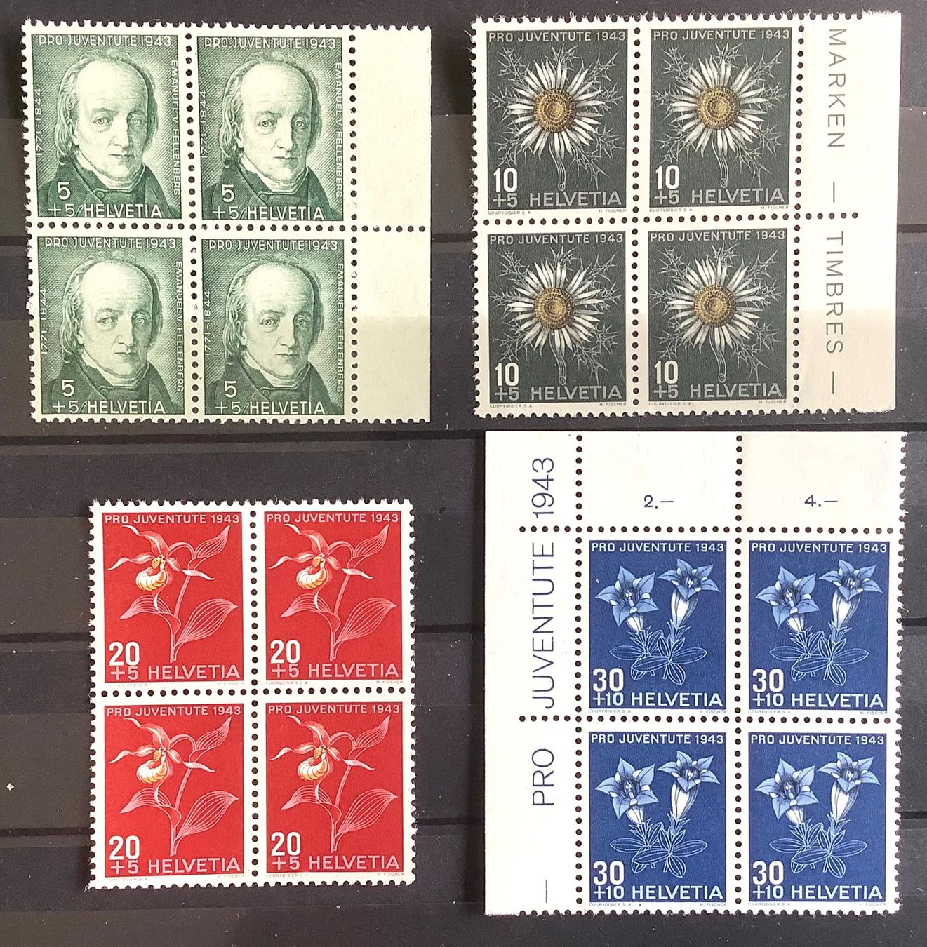 Tous les timbres: 1943 Pro Juventute Viererblock Postfrisch ** – Neuf (Voir description) à Liestal par Pep3