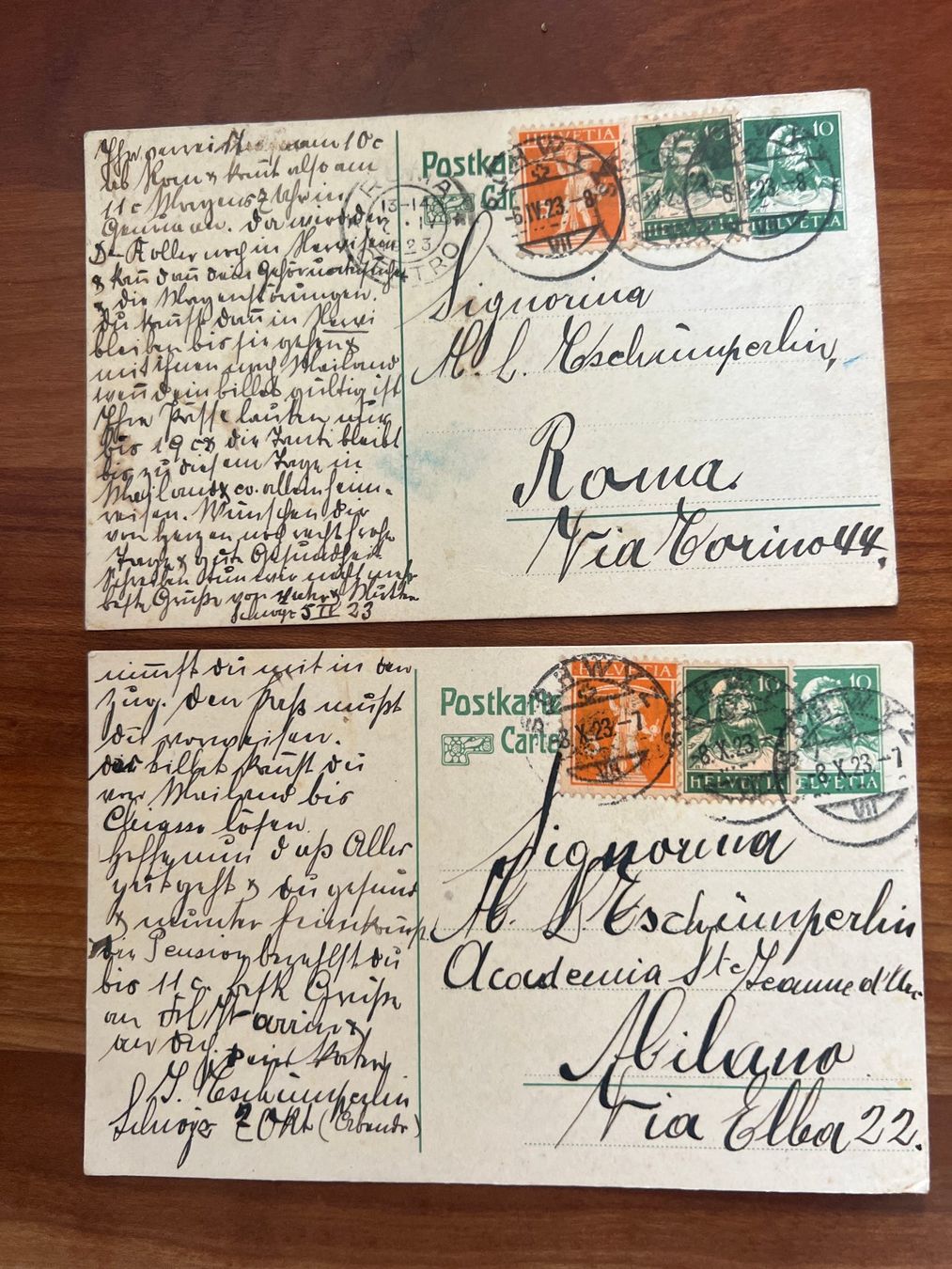 Cartoline postali: AK   1923 2 alte Postkarten   (G2357) – Usato da Hinwil venduto da Sidi4
