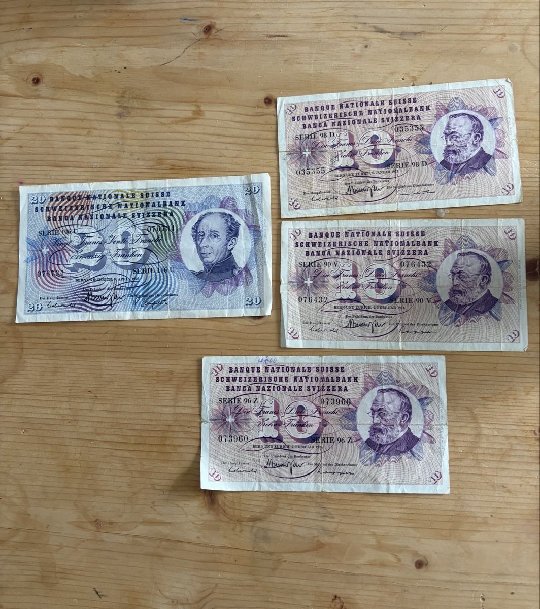 Banknoten: Alte Banknoten Schweizer Franken – Gebraucht aus Derendingen von flavi-ri