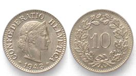 CH 10 Rappen 1943 Ku-Ni unz!!!