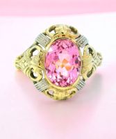 Sale! Antik Pink Turmaline Bi Color 14k Gold Ring