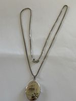 Medaillon Kette Silber oval floral Anhänger guter Zustand