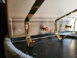 Parterre vintage plexiglas et 3 crochets en laiton 1980er.