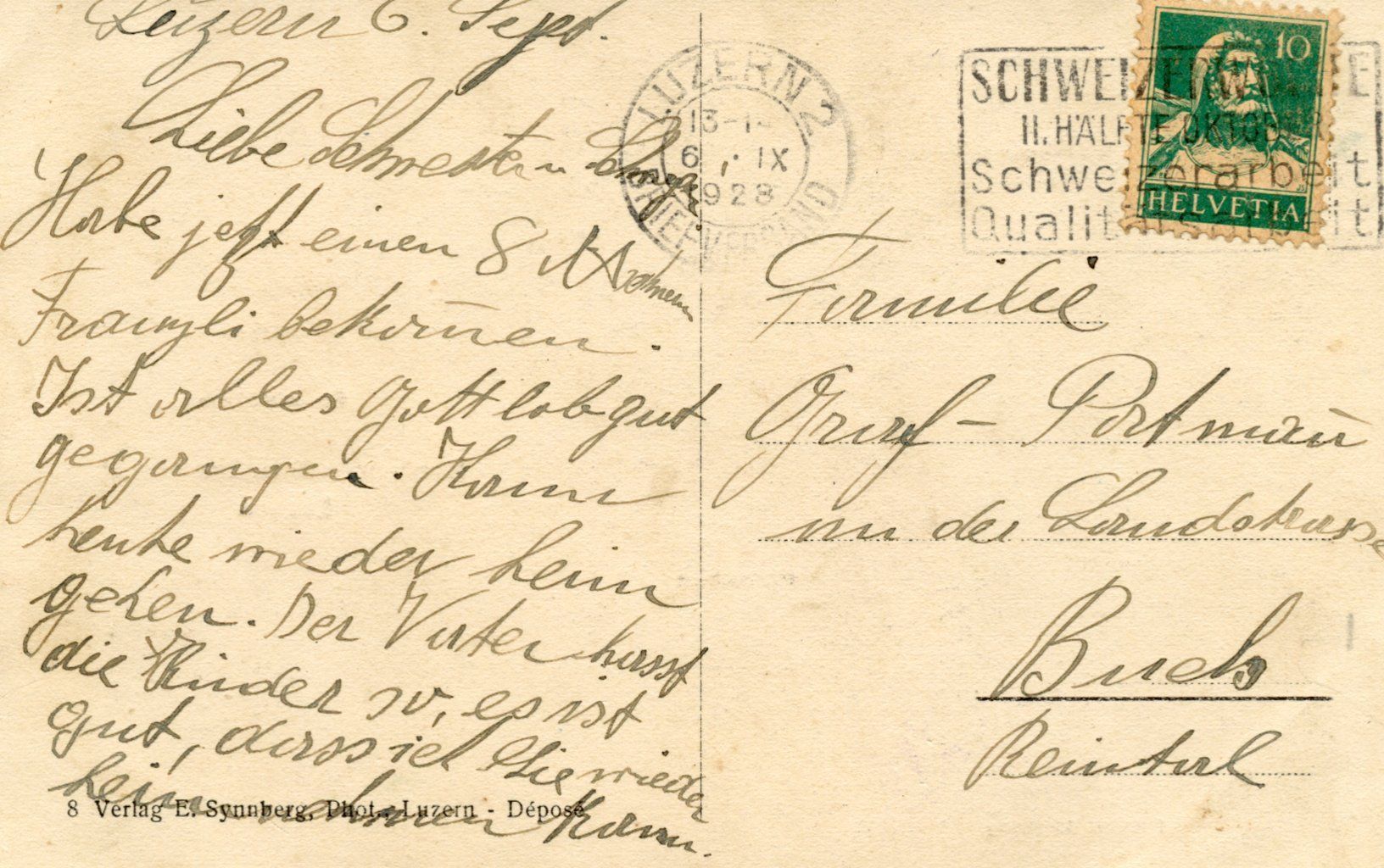 Cartoline postali: Luzern Spital – Usato da Ruggell venduto da spalkur42 1