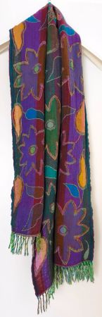 Langer Schal aus Wolle, Paisley-Blätter Muster, 175 x 65 cm