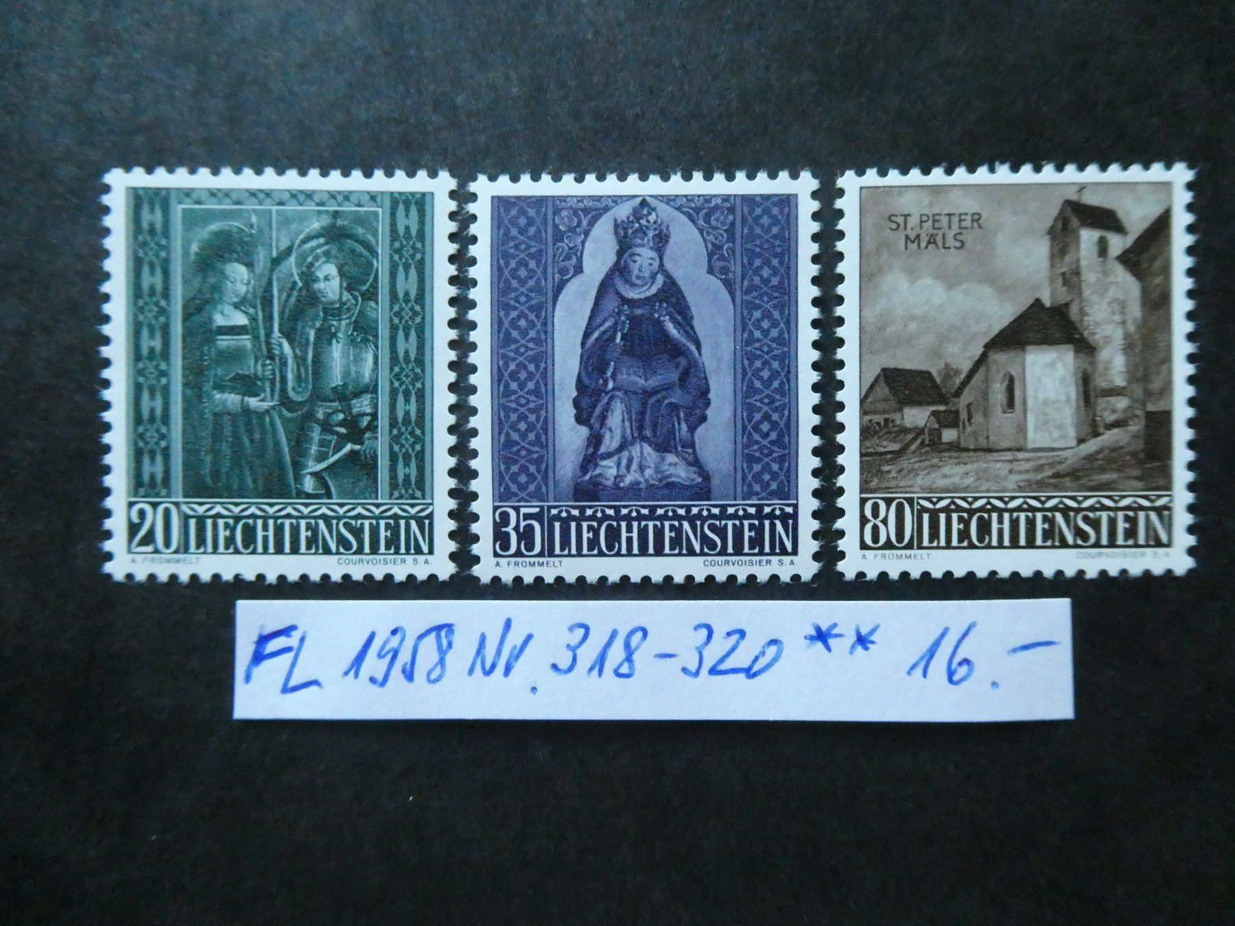 Tutti i francobolli: FL 1958 Nr. 318-320 postfrisch – Usato da Lausen venduto da Herbamare01