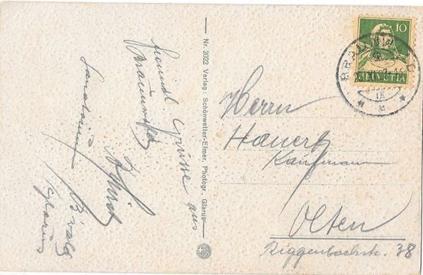 Cartoline postali: Braunwald Kirchli mit Ortstock – Usato da Olten venduto da clotaldi 1