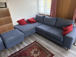 Ecksofa blau mit 2 Ottomane guter Zustand 250x160cm