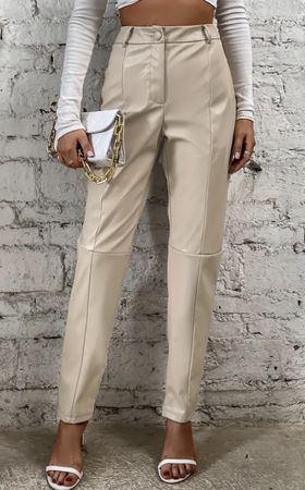 Chic Pantaloni similpelle color crema - Tg M/L-nuovi
