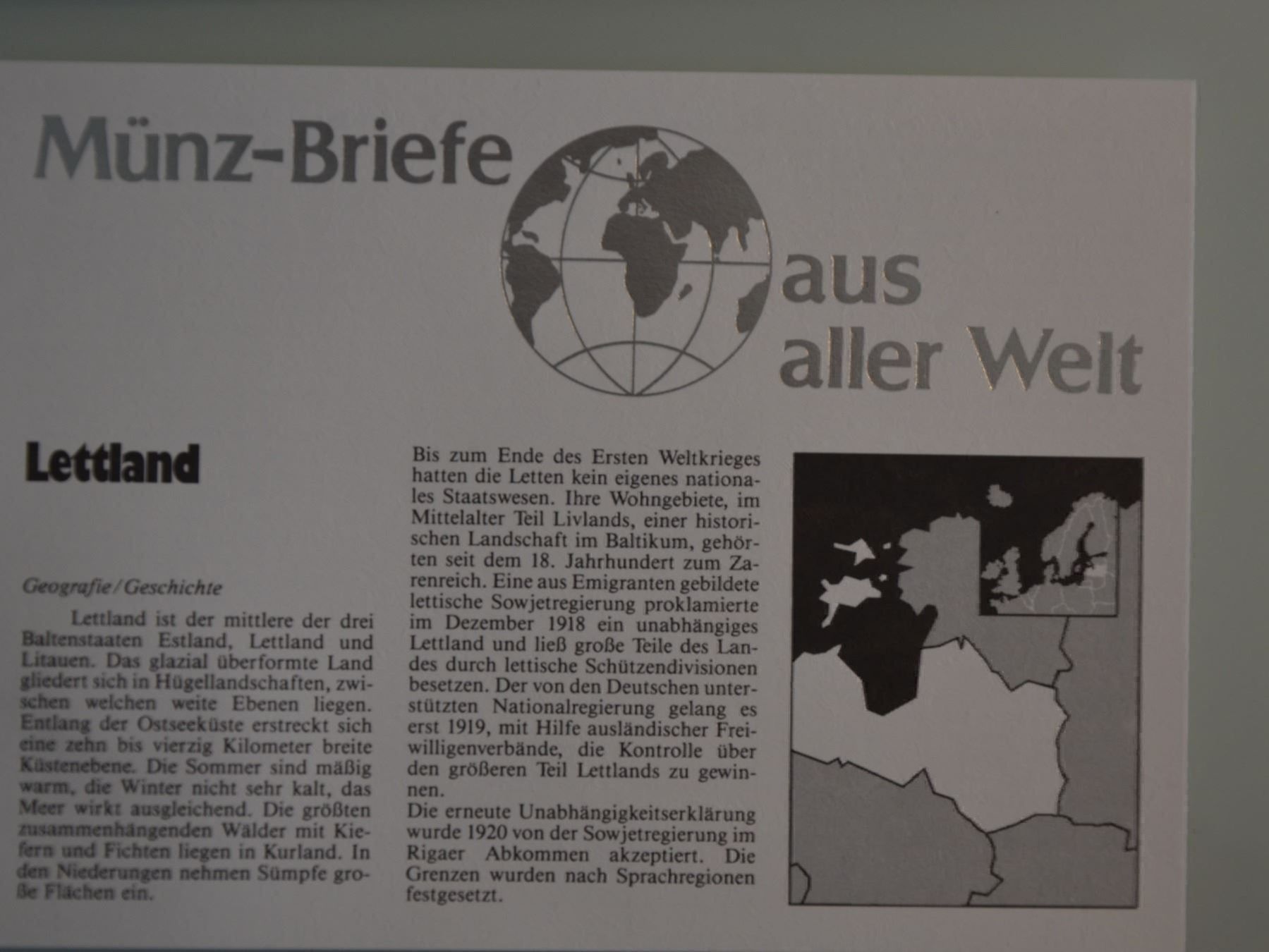 Tutti le monete: Münzbrief aus Lettland 1992 – Nuovo (secondo la descrizione) da Wetzikon ZH venduto da bausie 1