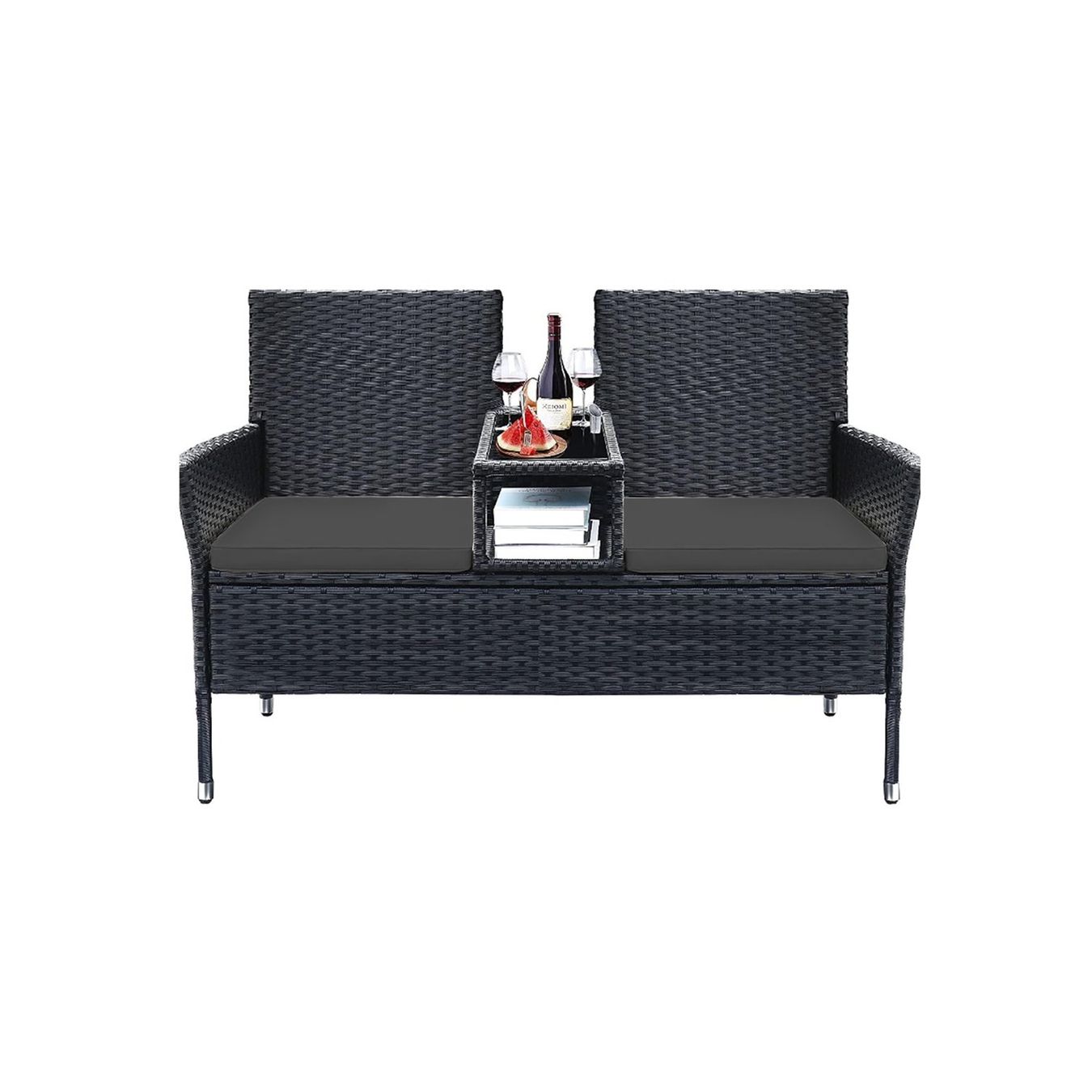 Set di tavolo e panche: Balkonmöbel aus PE-Polyrattan – Nuovo e nell'imballaggio originale da Lachen SZ venduto da MAMORU-MOEBEL 6