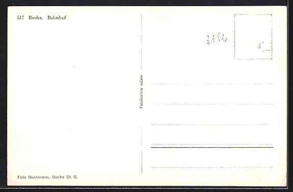 Cartoline postali: AK Buchs, Blick auf den Bahnhof – Usato da Berlin venduto da bartko-reher 1