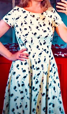 Vintage-Kleid, Grösse XL, Mint mit Katzen
