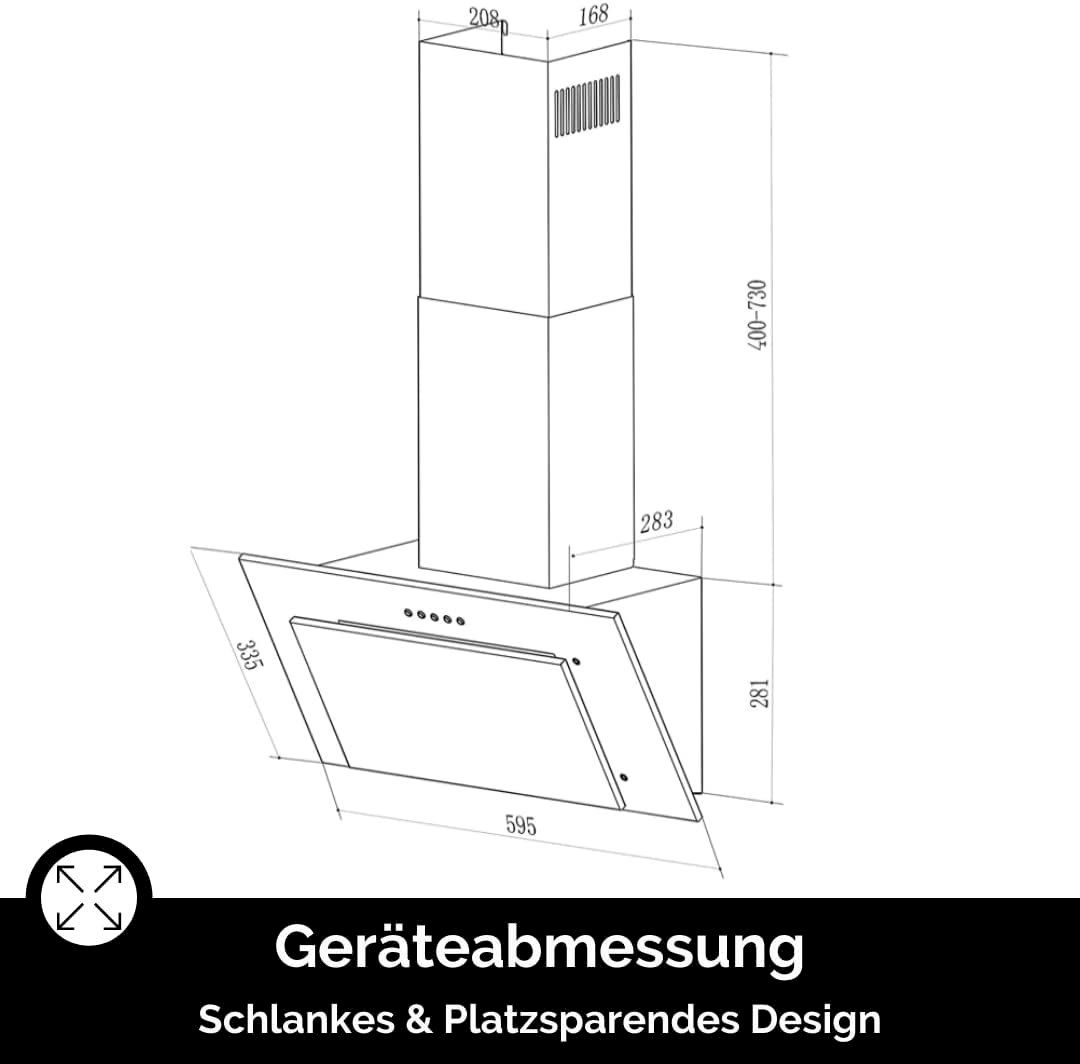 Cappe di aspirazione: PKM S13-60 Dunstabzugshaube 60cm schwarz – Nuovo e nell'imballaggio originale da Bottighofen venduto da zaap 6