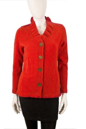 Possum Damen Jacke mit Rüschen L rot