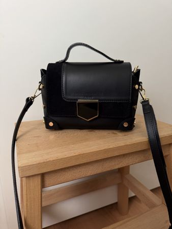 Schwarze Leder Umhängetasche 