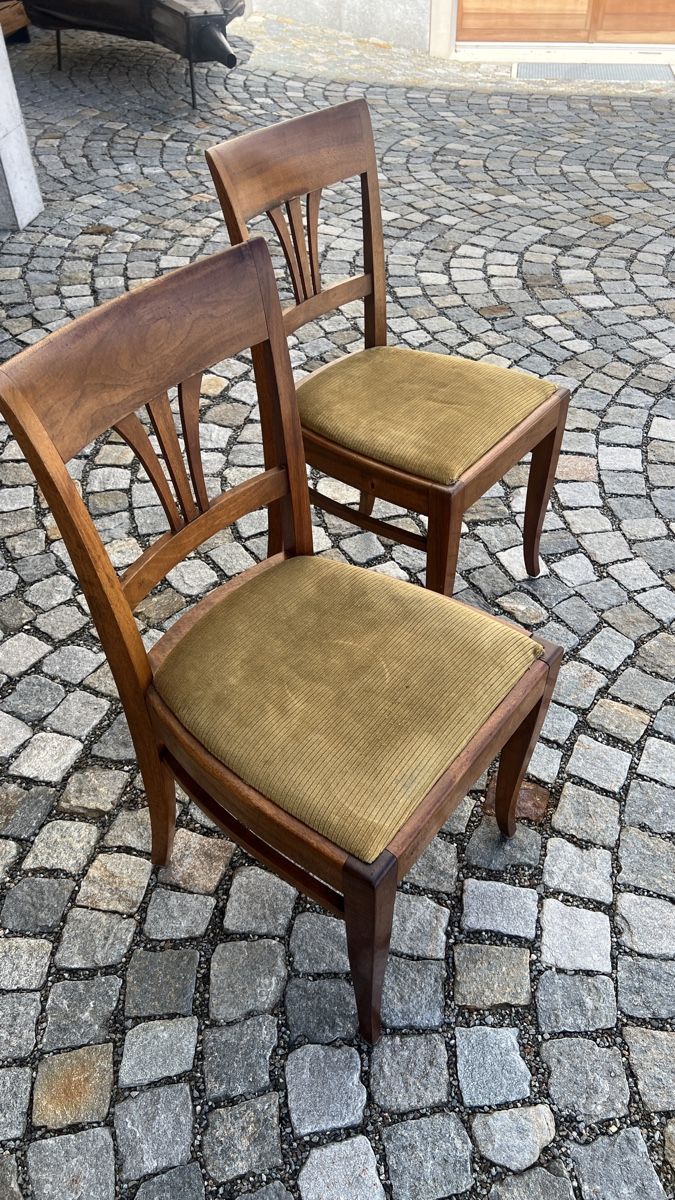 Sedie: 2er Set antike Bidermeier Holzstühle mit Samtsitz – Usato da La Punt Chamues-ch venduto da mhaefu 3