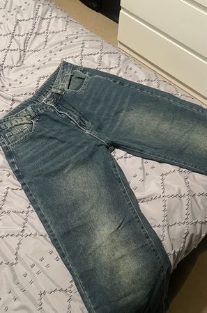 Damen Jeans blau weit geschnitten
