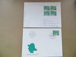 2 (gelaufene) Briefe FDC Sondermarken (hohe Werte!) 1990