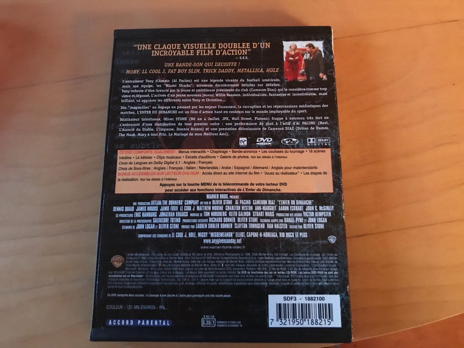 Tutti i DVDs: L‘enfer du dimanche, Al Pacino, Cameron – Usato da Schliern b. Köniz venduto da Corinu59 1