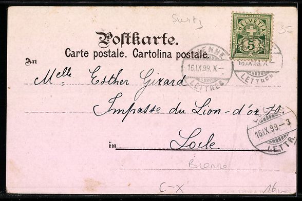 Cartoline postali: Litho Biel, Schloss Nedan, Taubenloch-Sc – Usato da Berlin venduto da bartko-reher 1