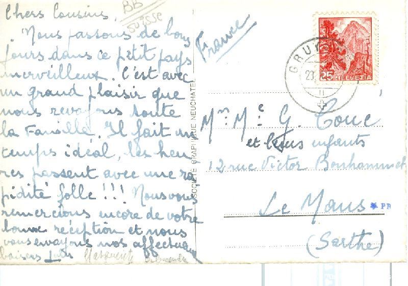 Cartoline postali: Gruyères + ca. 1945 – Usato da Emmenbrücke venduto da teestube 1