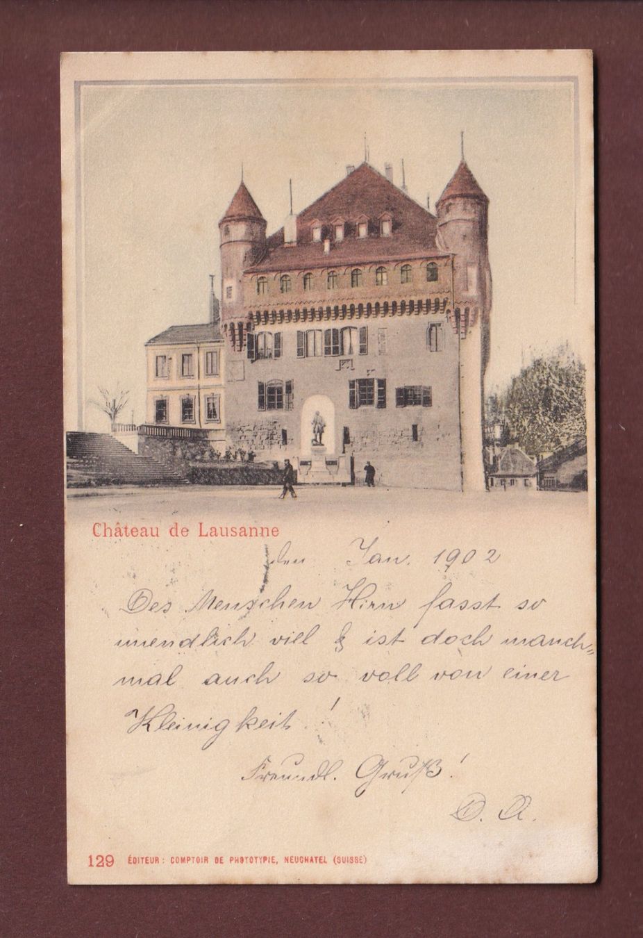 Cartoline postali: LAUSANNE - Château - 1902 CPN – Usato da Pully venduto da nicecards