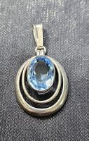 Silber Anhänger 835 mit blauem Stein, Schmuck für Damen 💎