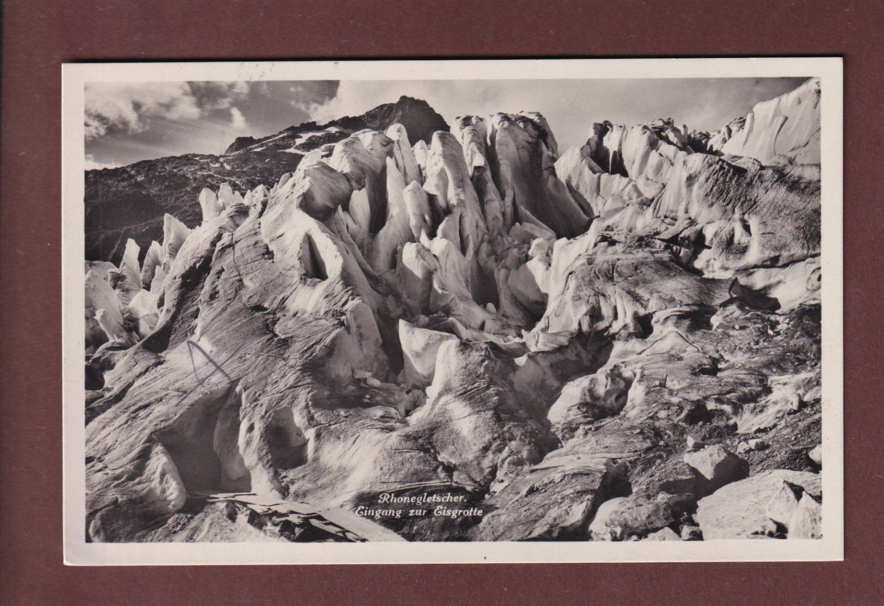 Ansichtskarten: RHONEGLETSCHER - Eingang zur Eisgrotte - 1929 – Gebraucht aus Pully von nicecards-shop