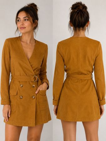 ZARA Kleid Wildleder Optik Senfgelb Grösse S
