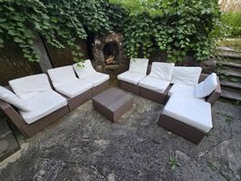 Garten lounge set Rattanoptik 8-teilig inkl. Auflagen